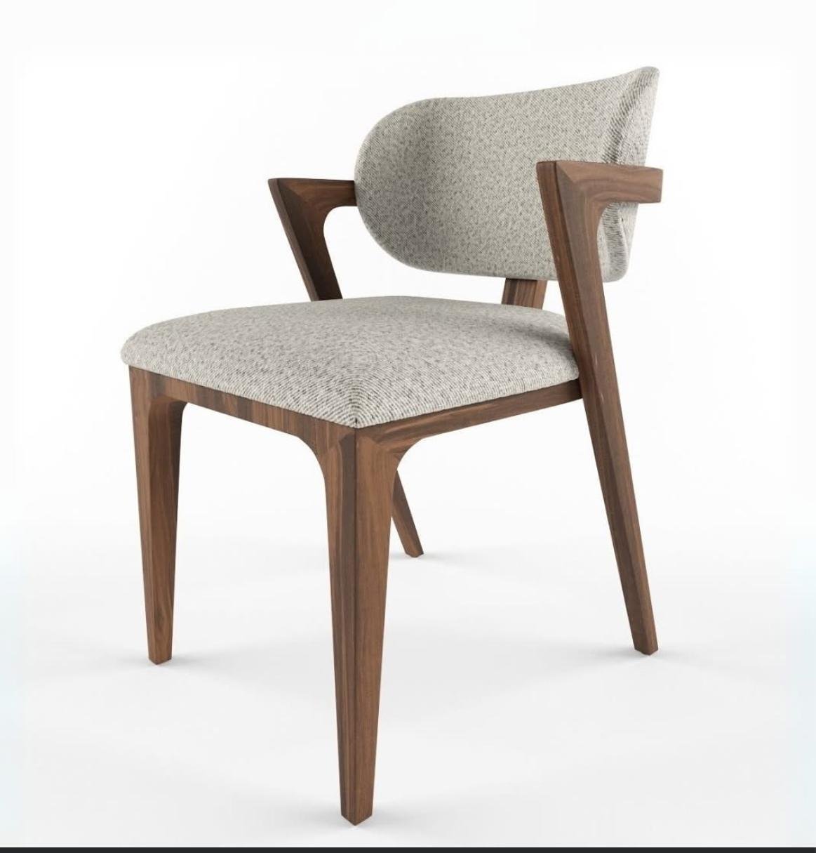 كرسي خشب زان وجلد - ظهر راتان منحني